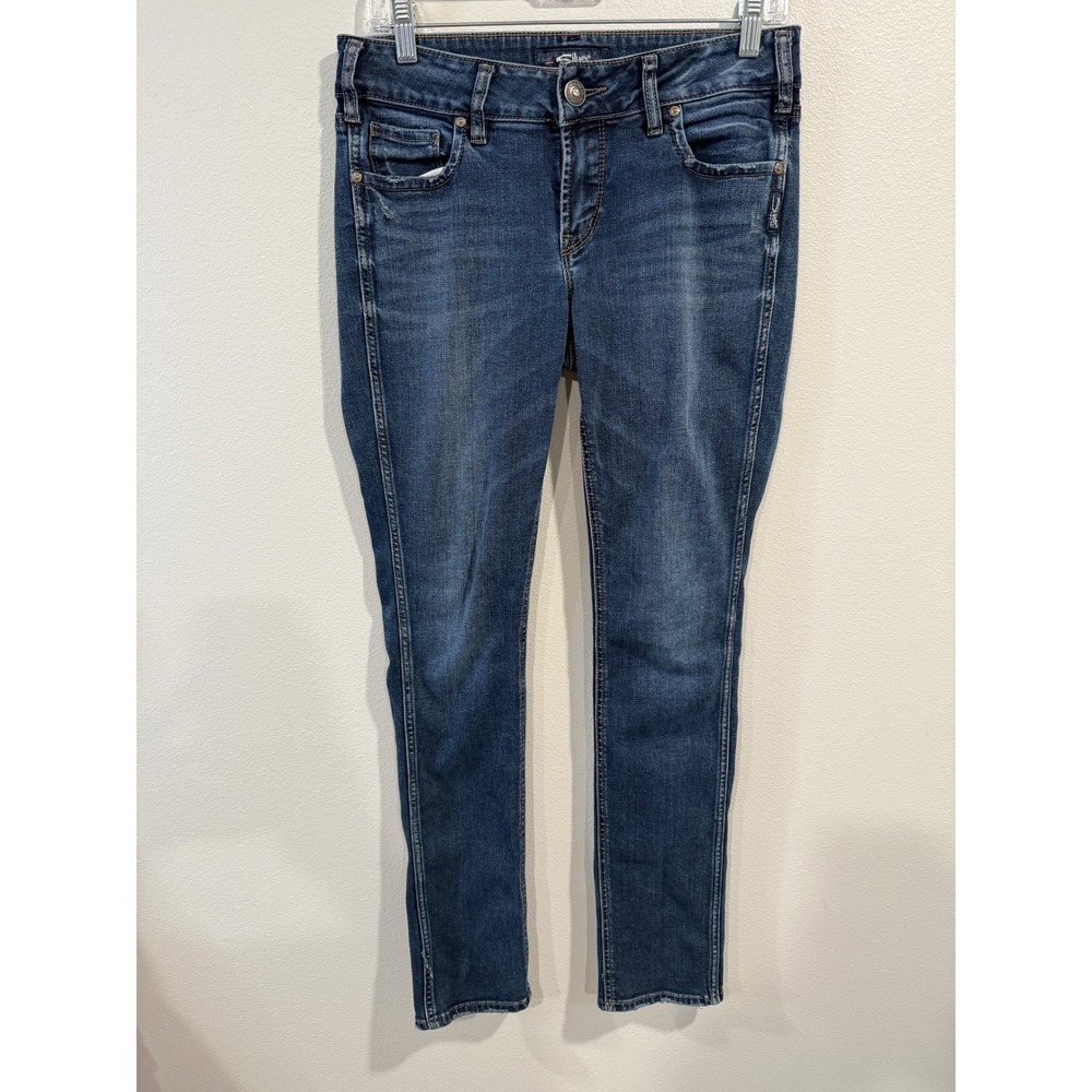 Silver Jeans Co Elyse Straight Leg Jeans Womens Size 27x32 Dark Wash